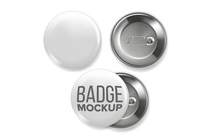 White Empty Badge Mockup Vector. Pin