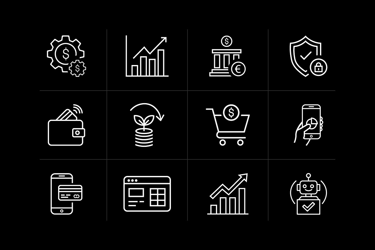 Fintech and Digital Banking Icon Set, an Outline Icon by VectStock (Photo 2 of 2)