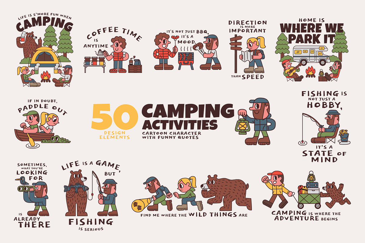 50 Camping Activities, an Illustration by monkik (Photo 1 of 21)