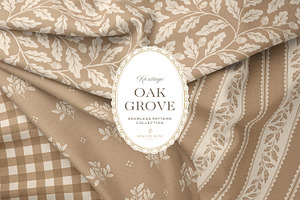 Oak & Acorn Autumn Patterns - Tan