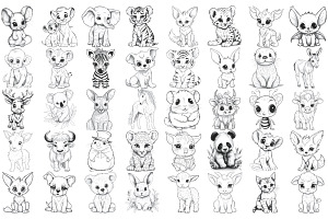 Baby Animals Set 1 Procreate Brush