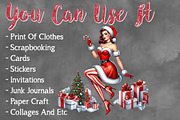 Christmas Pin-Up Girl Clipart Bundle, a Seasonal Illustration by Craft Nest (Thumbnail 5 of 5)