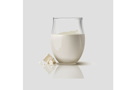 fresh milk in the glass vector 3d