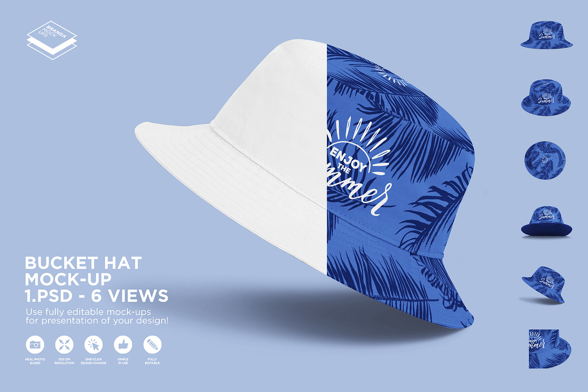 Bucket Hat Mock-up, a Cups & Container Mockup by Branda Keeps (Photo 1 of 17)