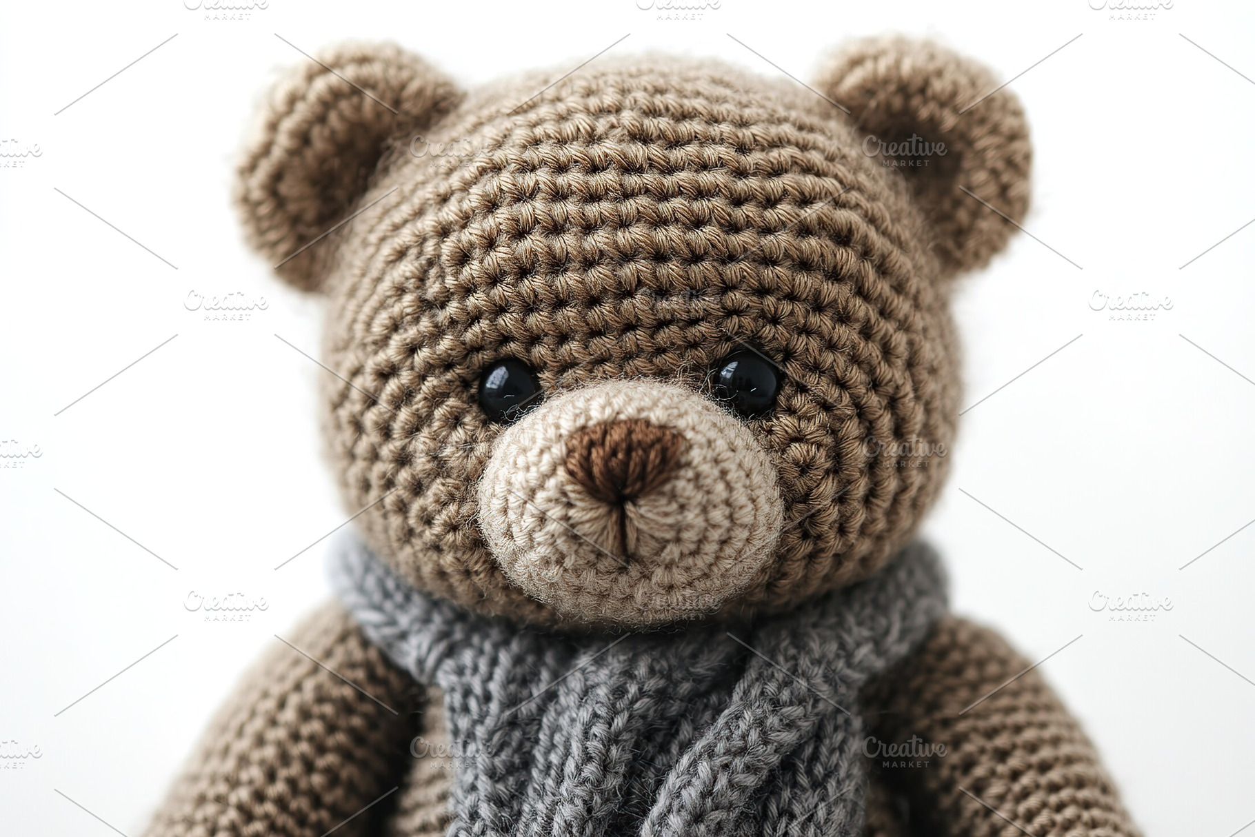 Crocheted bear toy on white background, an Animal Photo by AlyaAnd