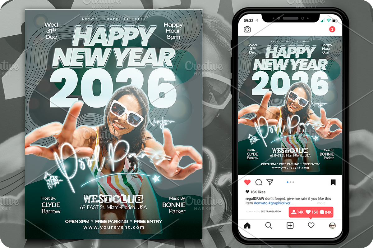 New Year Event Flyer, a Flyer Template by regalDRAW (Photo 4 of 4)