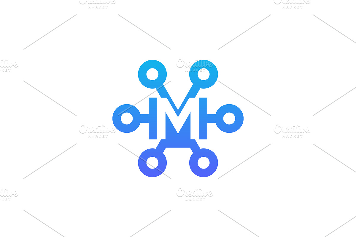 letter M network link digital logo, a Branding & Logo Template by Rasagama Studio