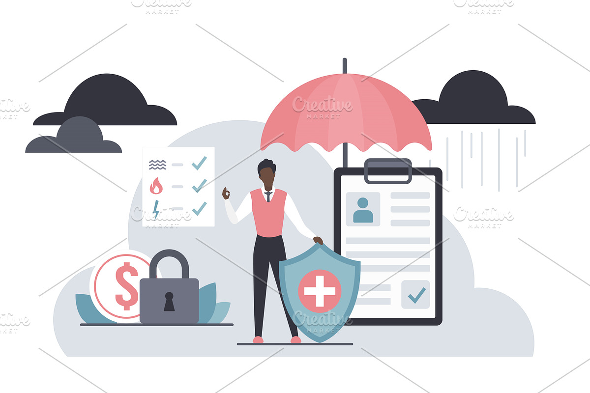Insurance protection concept cloud, a Finance Illustration by Lemberg Vector