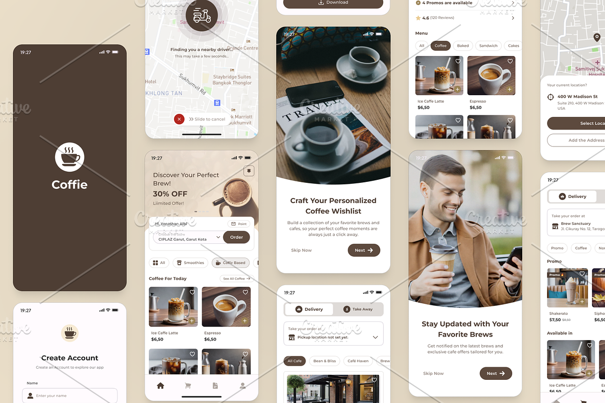 Coffie - Coffee Shop App UI Kit, an UI Kit Template by Nait Creative (Photo 3 of 7)