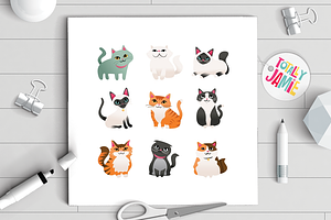 Super Cute Cartoon Cats Icon Set