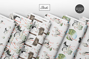 Watercolor Stork Seamless Patterns, an Animal Illustration by OlDm_Shop (Thumbnail 9 of 10)
