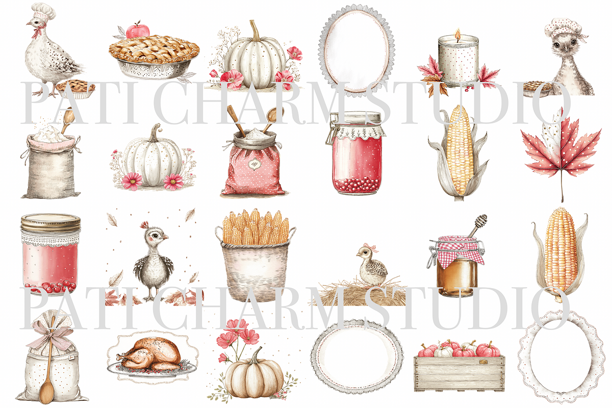 25 Thanksgiving Clipart, an Animal Illustration by Pati Charm Studio (Photo 2 of 8)