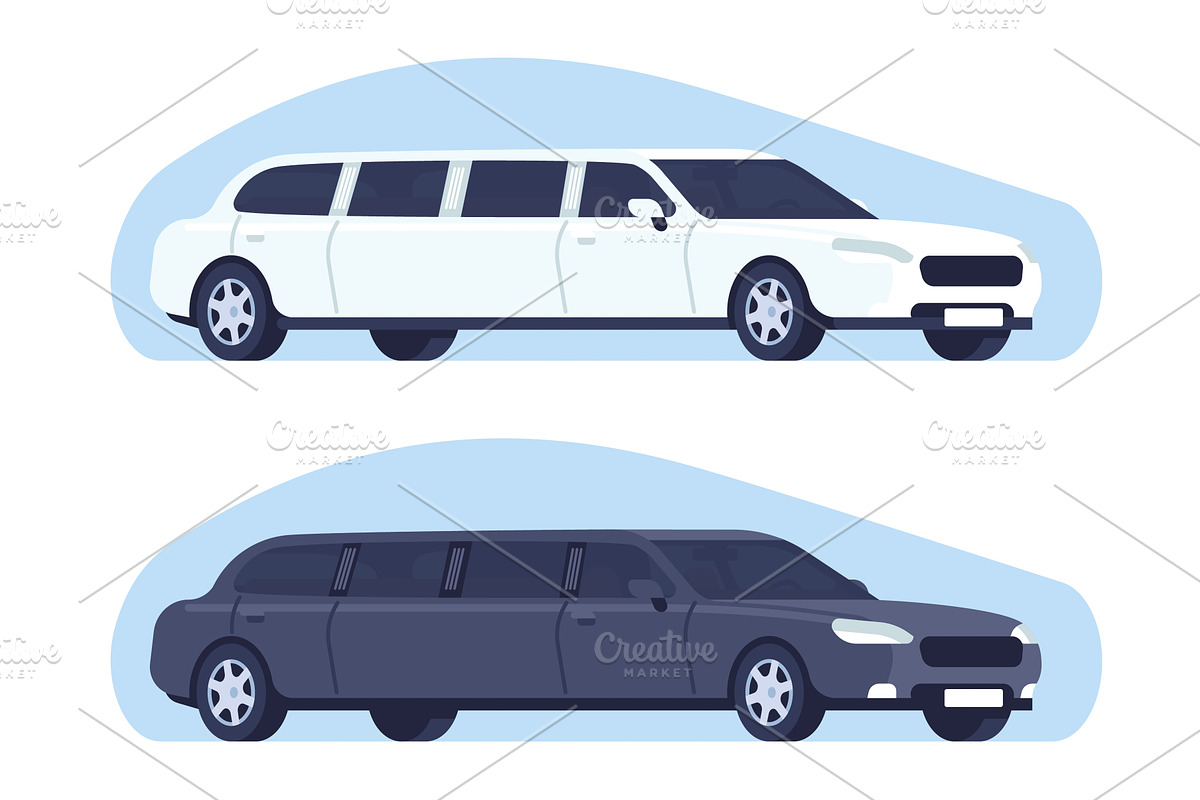 White and black limousines, a Transportation Illustration by Vectorbuum