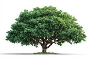 Lush green tree isolated on white ba, a Photo by Pixeness Studio