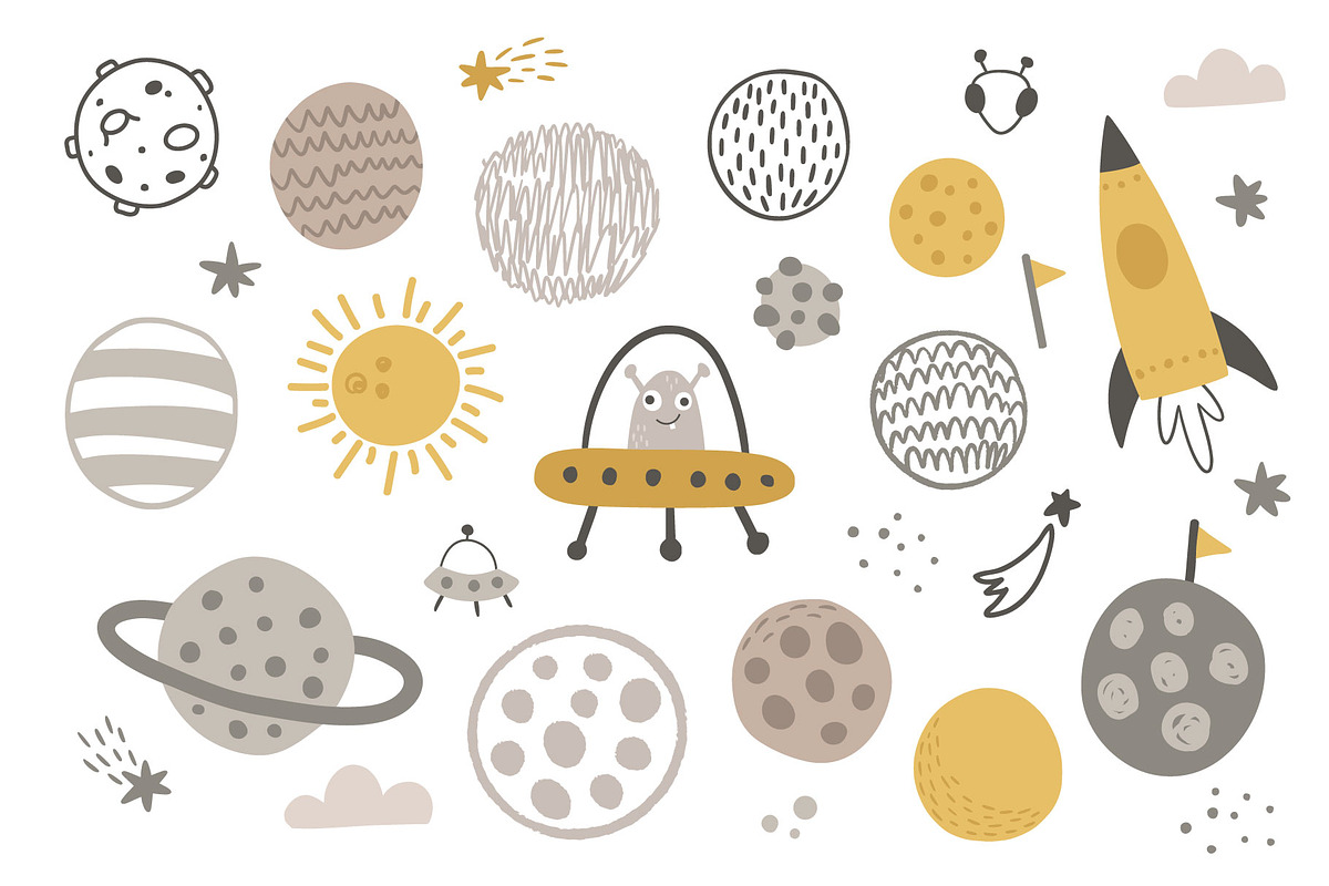 Space Journey Kids clipart set, an Illustration by Leysan Shayak (Photo 4 of 10)
