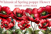 Whimsical spring poppy flower Clipar, an Illustration by Designworld (Thumbnail 1 of 8)