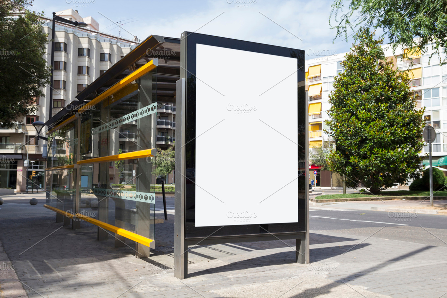 Bus billboard featuring bus, stop, and billboard, a Transportation Photo by aagafapaperiapunta