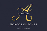 Alogoda Monogram font, luxury brand, a Script Font by Tanondesign (Thumbnail 1 of 4)