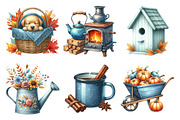 Blue Autumn Cottage Clipart, an Illustration by Daily.Designs (Thumbnail 3 of 5)