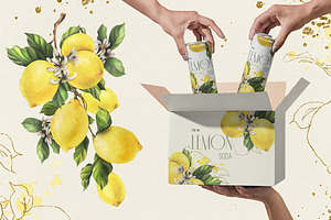 Lemons Sunny Watercolor Clipart