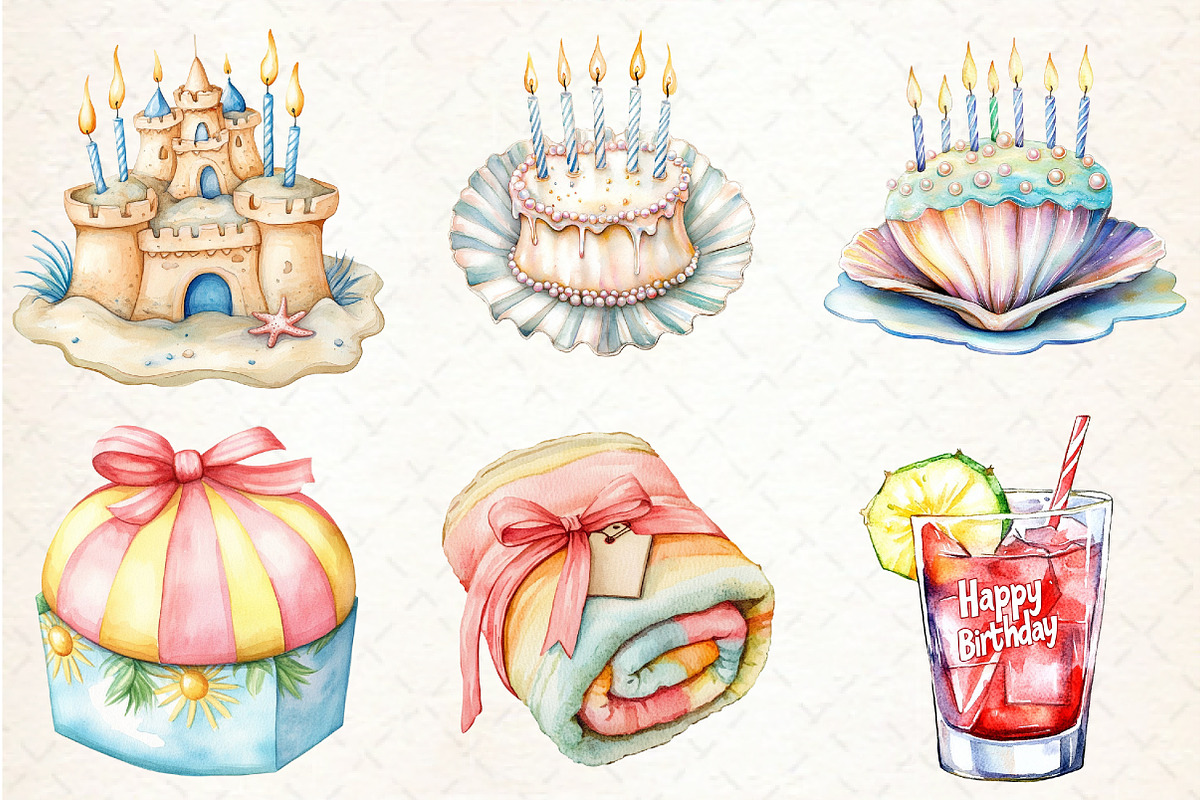 Summer Happy Birthday Clipart, an Illustration by Libby Wishes (Photo 4 of 6)