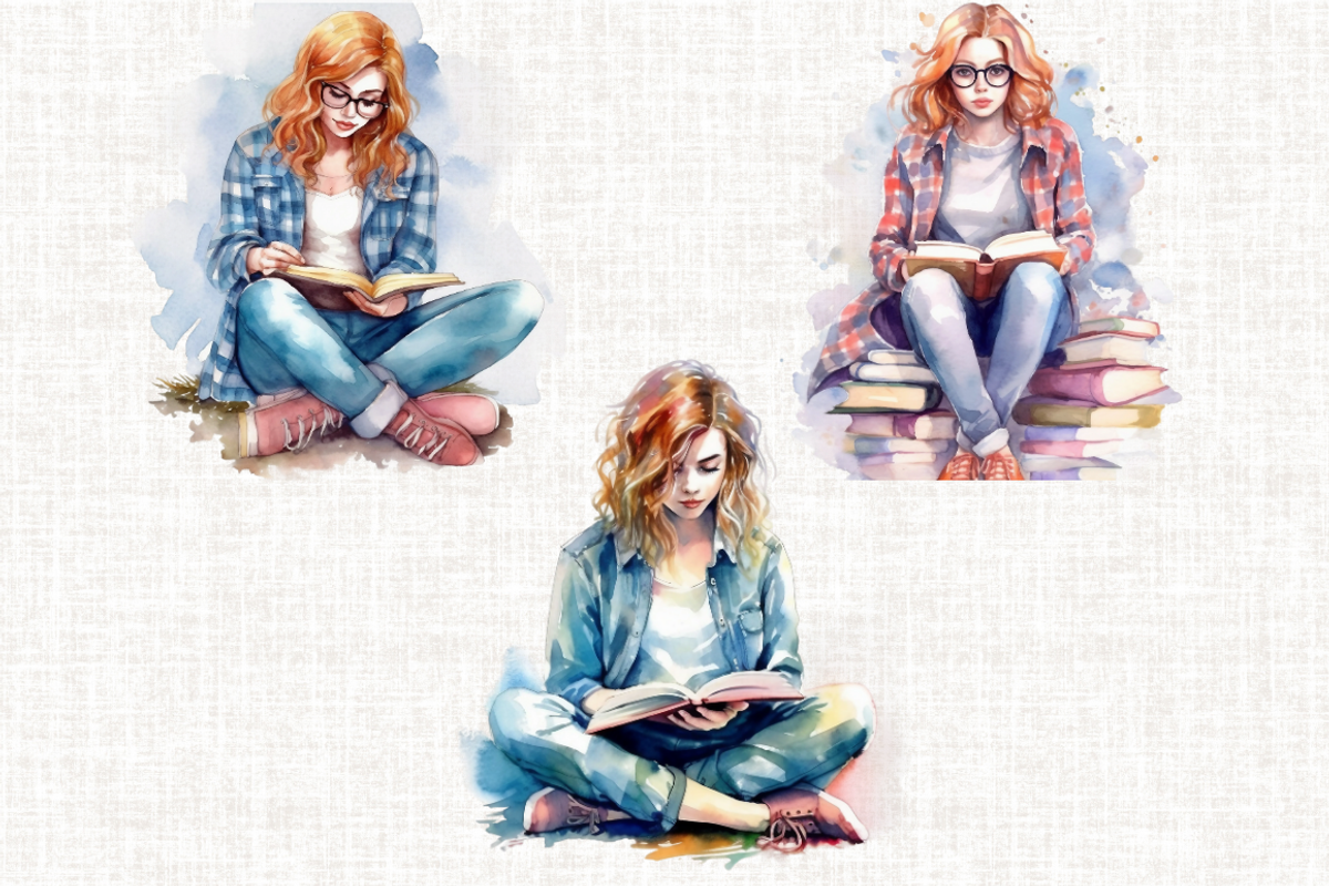 Watercolor Bookworm Clipart, a Person Illustration by Mash Mash Stickers (Photo 4 of 9)