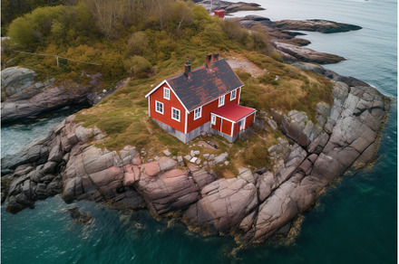 Aerial drone shot of crimson house, an Architecture Photo by Ylivdesign