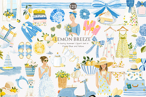lemon clipart summer fashion clipart, a Decorative Illustration by Patishop Art