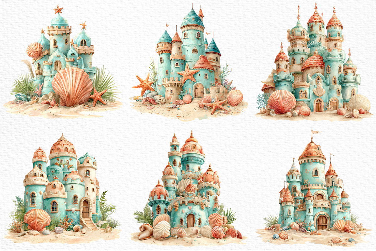 Whimsical Summer Sandcastle Clipart, an Illustration by Craft Nest (Photo 3 of 12)