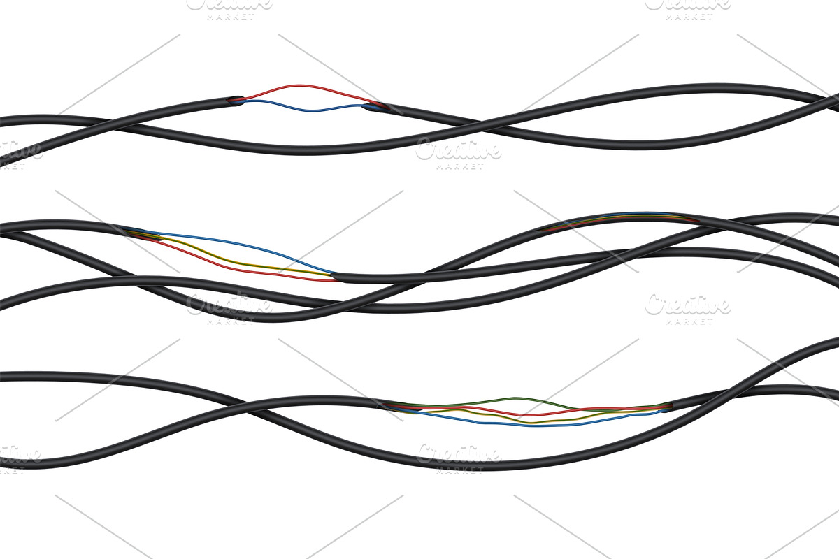 3d power cables. Realistic electric, an Illustration by Frogella
