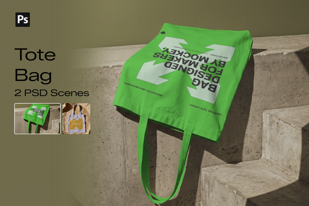 Tote Bag Mockup Bundle, a Merchandise Mockup by mockeyai (Photo 1 of 3)