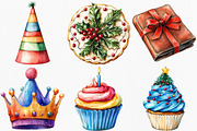 Watercolor Christmas Men's Birthday, an Illustration by Canvas Craft (Thumbnail 2 of 8)