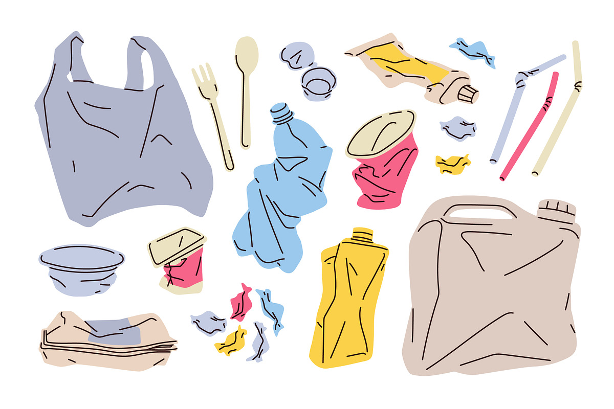 Plastic waste, garbage set, an Object Illustration by Good Studio (Photo 3 of 3)