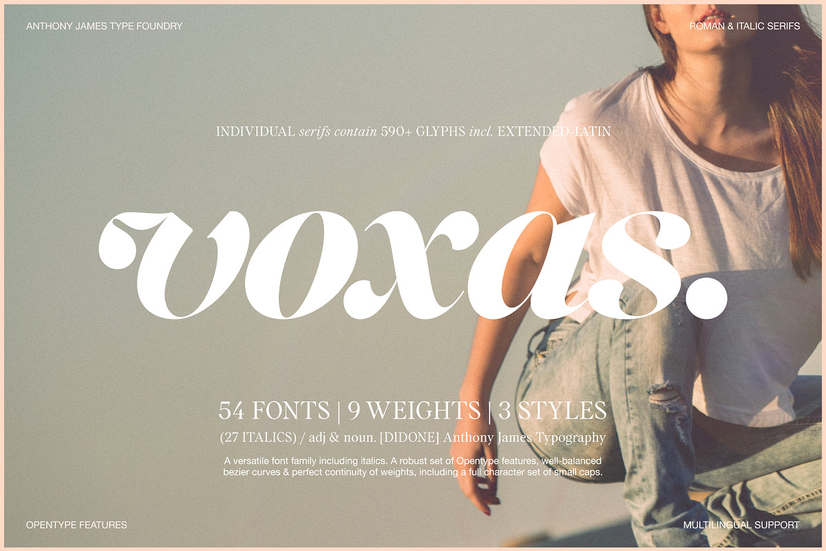 Voxas | 54 Font Serif, a Serif Font by Anthony James (Photo 1 of 22)
