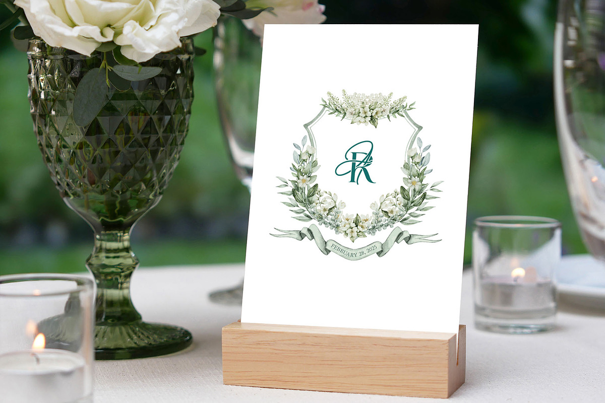 Watercolor Crest with AR RA Initials, an Object Illustration by GraphicsByNaeem (Photo 4 of 4)