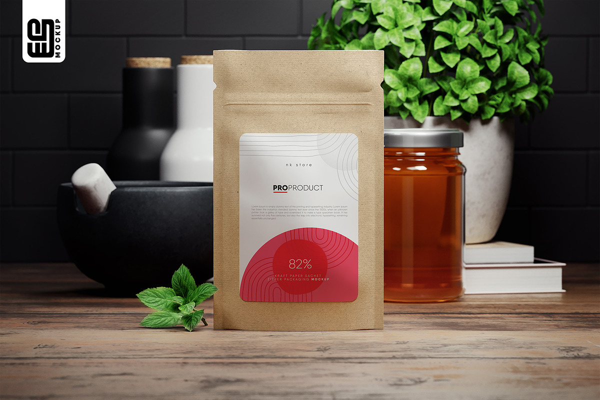 Kraft Paper Sachet Packaging Mockup, a Packaging Mockup by SD Mockup (Photo 3 of 6)