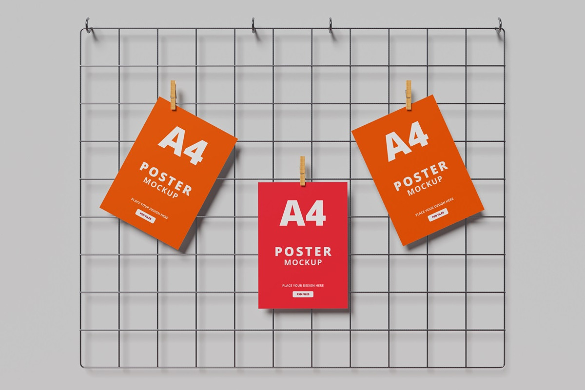 A4 poster mockup wire grid, an Advertising Mockup by AndikaGraphic (Photo 3 of 6)