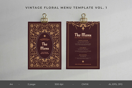 Vintage Floral Menu Vol.1