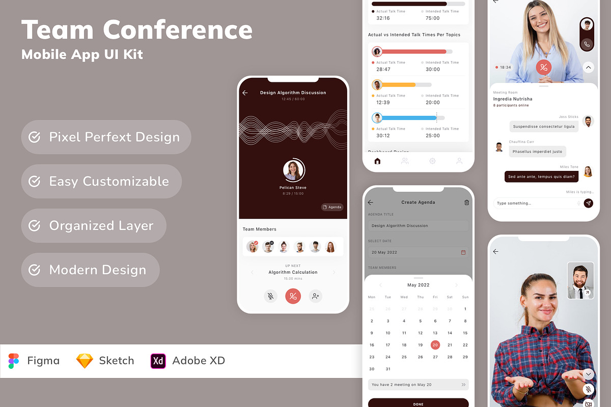 Team Conference Mobile App UI Kit, an UI Kit Template by Betush