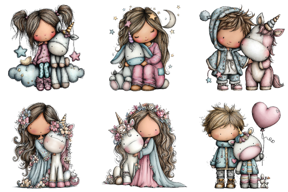 Whimsical Human Unicorn Love Clipart, an Illustration by CraftArtStudio (Photo 4 of 6)