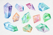 Watercolor Crystals Clipart, an Illustration by MilanaDesignShop (Thumbnail 2 of 4)