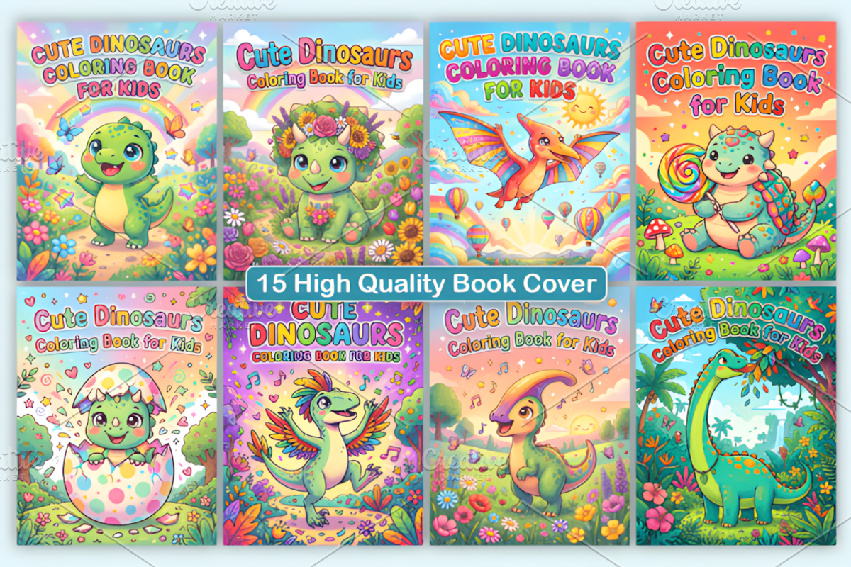 CUTE Dinosaurs Coloring PAGES, an Animal Illustration by Design Station (Photo 4 of 4)