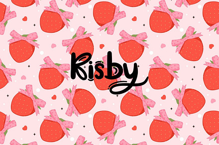 Valentine Strawberry Bows Pattern, a Pattern Graphic by KisbyArt