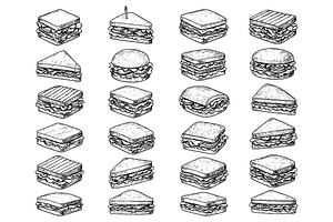 Sandwich Illustration Vector Set, an Object Graphic by nikagraphic