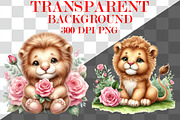 Watercolor Cute Baby Lion Clipart Bu, an Animal Illustration by Craft Nest (Thumbnail 3 of 3)