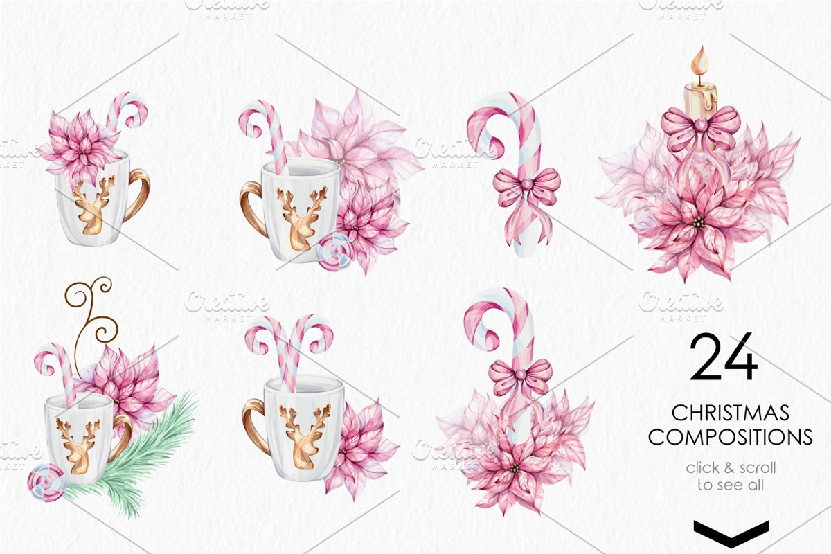 Watercolor Romantic Christmas, a Seasonal Illustration by katmonne (Photo 6 of 16)