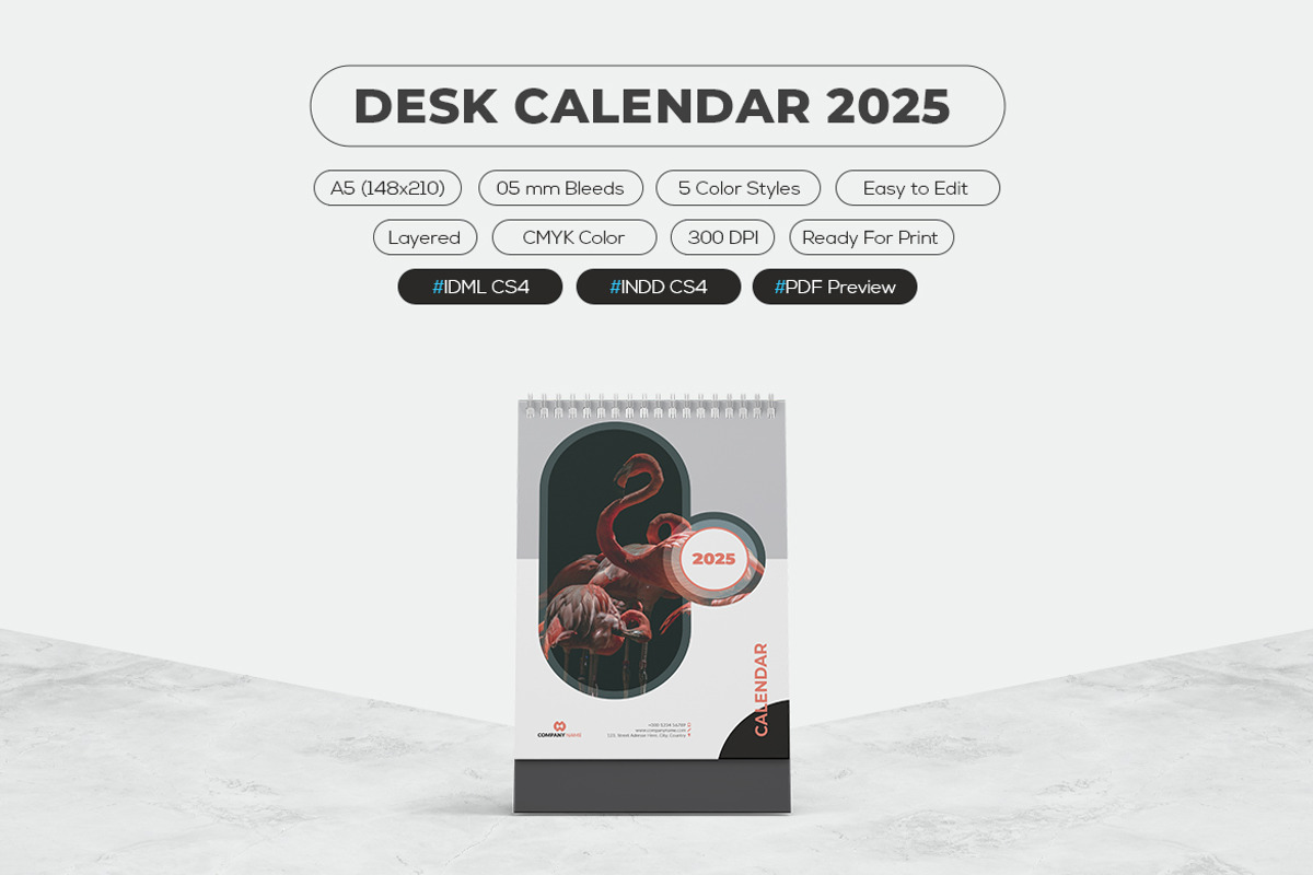 2025 Desk Calendar, a Stationery Template by MstArtwork (Photo 6 of 6)