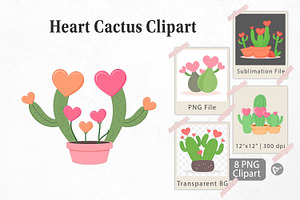 Heart Cactus Clipart, a Graphic by Artnoy