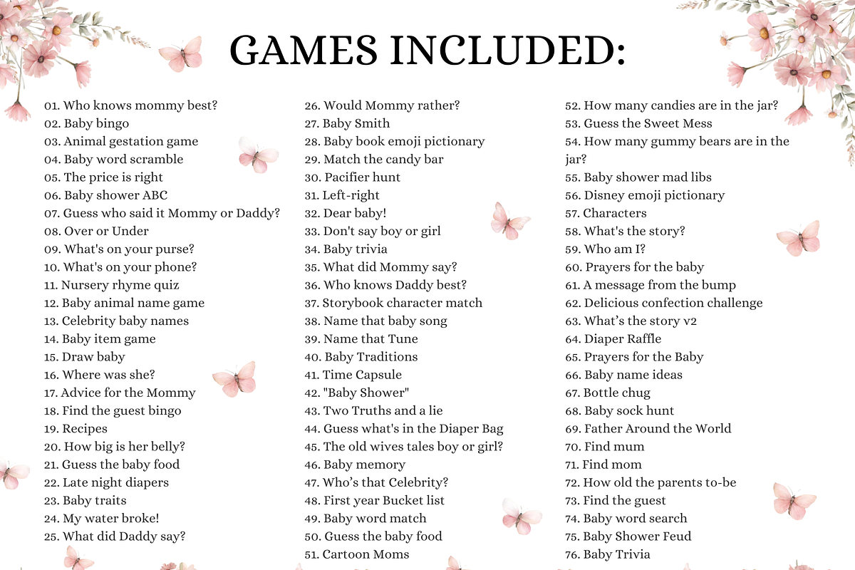Editable Butterfly Baby Shower Games, an Invitation Template by Digital_Mind (Photo 3 of 9)