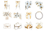 White & Gold Wedding Clipart, an Illustration by Design Market (Thumbnail 2 of 4)